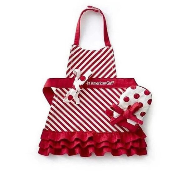American Girl Other - American Girl Williams-Sonoma Girl's Red and White Apron and Mitt Set - New